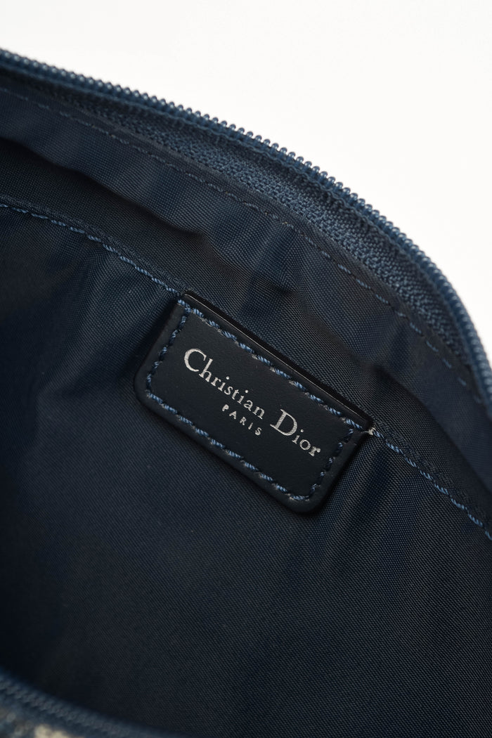 2000s Christian Dior Blue Trotter Monogram Shoulder Bag