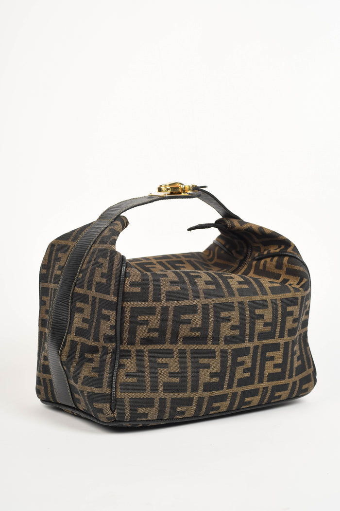 Vintage Fendi Brown Zucca Canvas Top Handle Bag