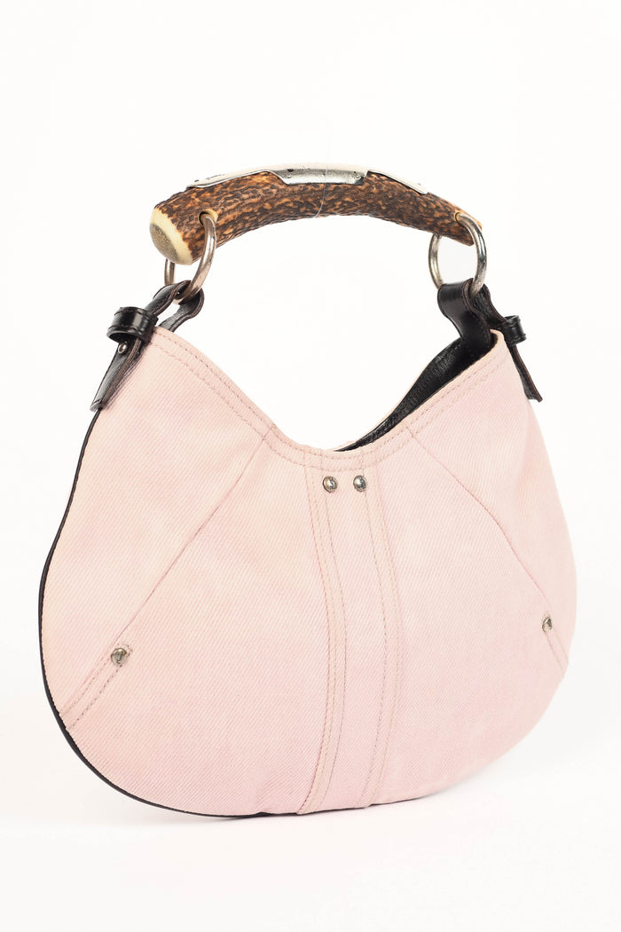 RARE Vintage Yves Saint Laurent Pink Denim Mini Mombasa Top Handle Bag