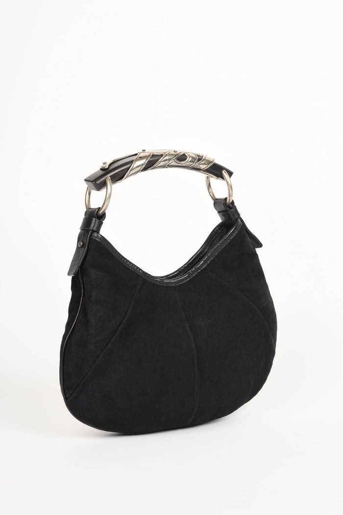 RARE Vintage Yves Saint Laurent Black Suede Mini Mombasa Top Handle Bag