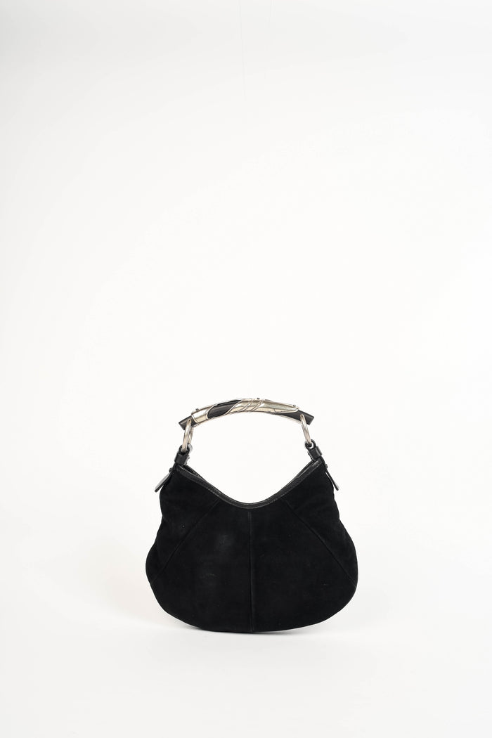 RARE Vintage Yves Saint Laurent Black Suede Mini Mombasa Top Handle Bag