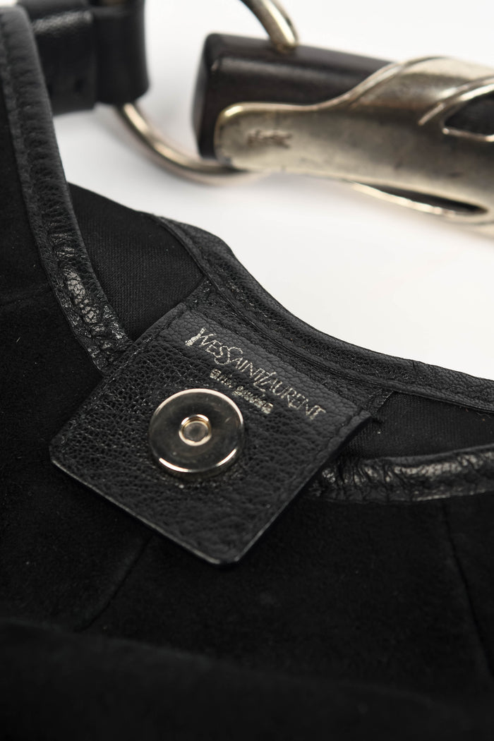 RARE Vintage Yves Saint Laurent Black Suede Mini Mombasa Top Handle Bag