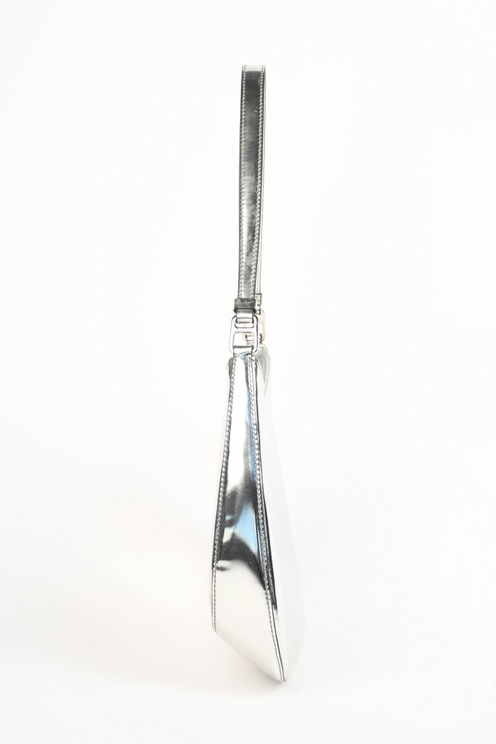 Prada Silver Brushed Leather Cleo Shoulder Bag