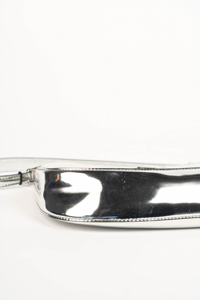 Prada Silver Brushed Leather Cleo Shoulder Bag