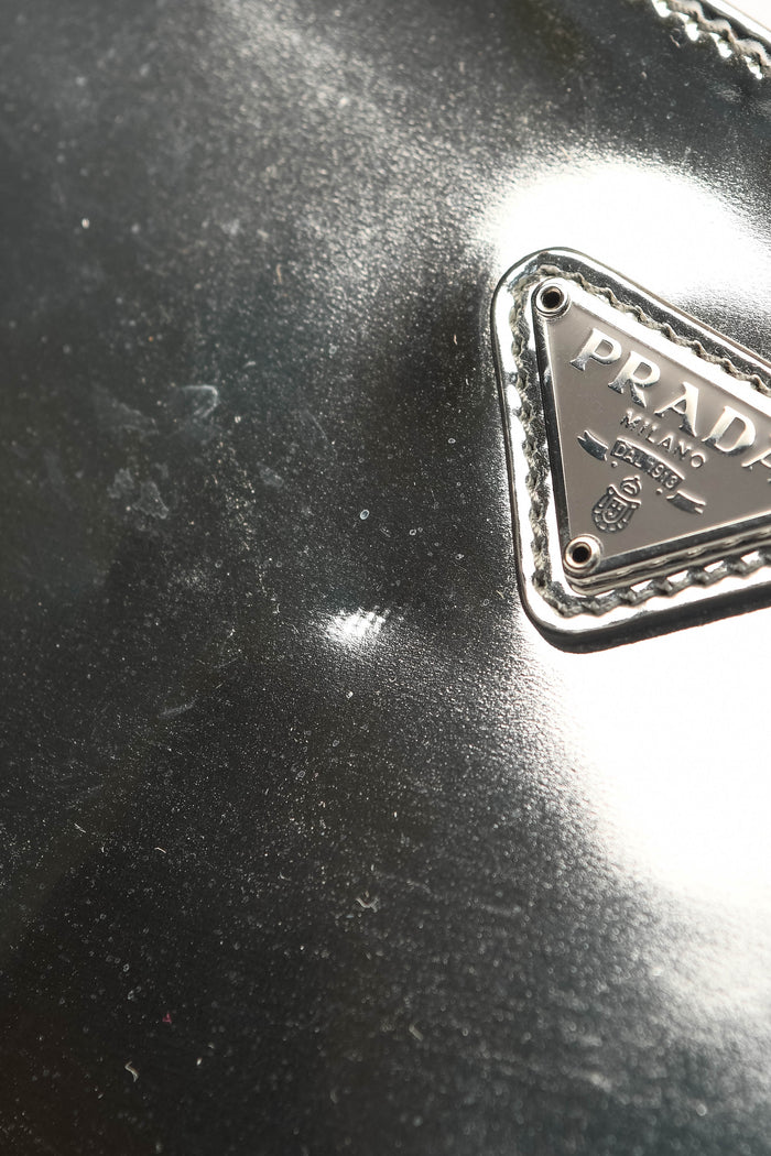 Prada Silver Brushed Leather Cleo Shoulder Bag