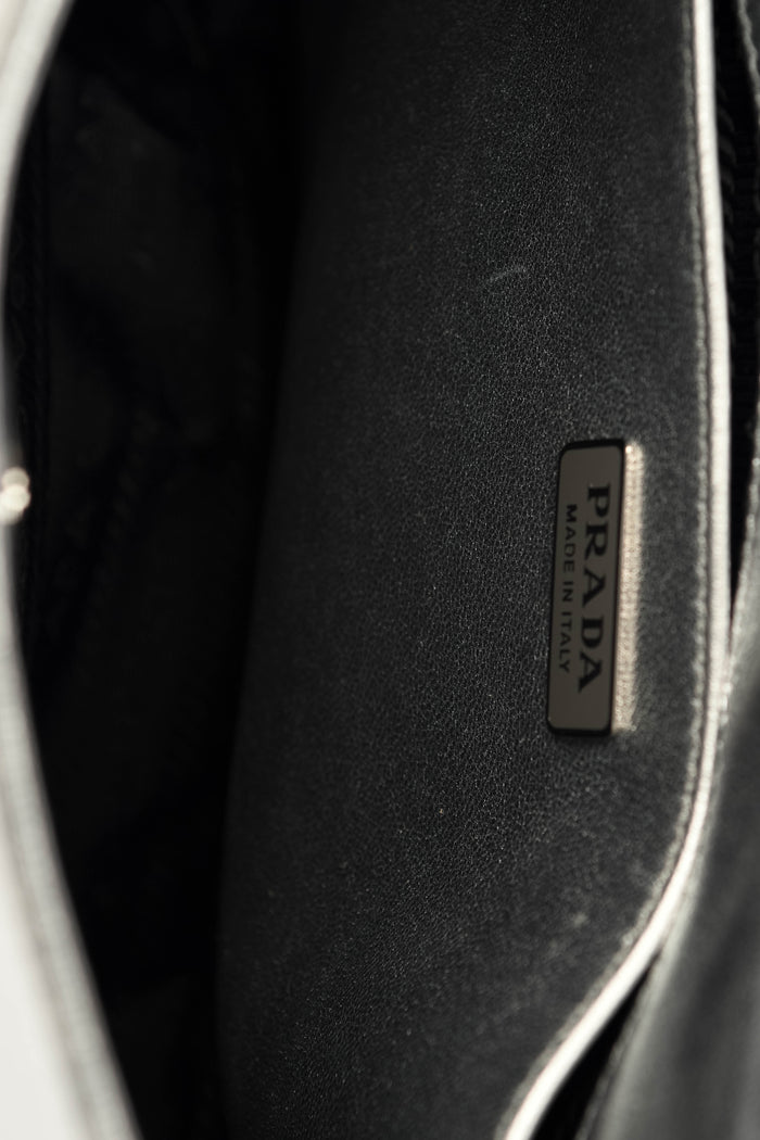 Prada Silver Brushed Leather Cleo Shoulder Bag