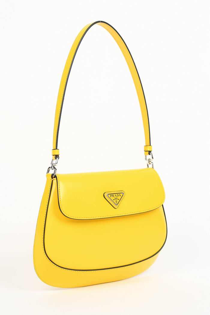 Prada Yellow Leather Small Cleo Shoulder Bag