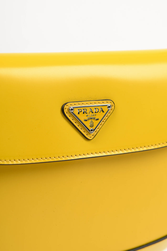 Prada Yellow Leather Small Cleo Shoulder Bag