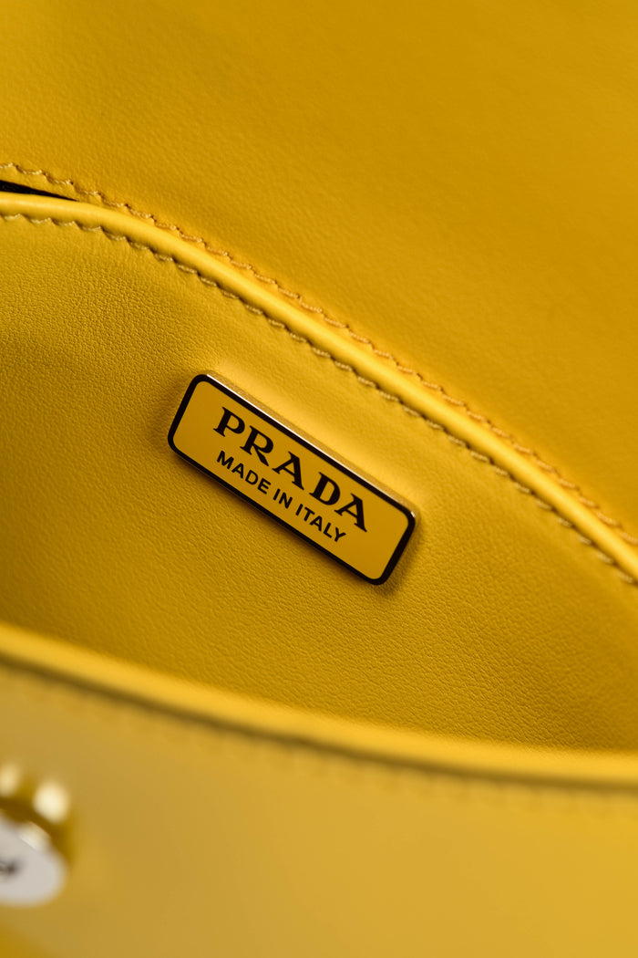Prada Yellow Leather Small Cleo Shoulder Bag