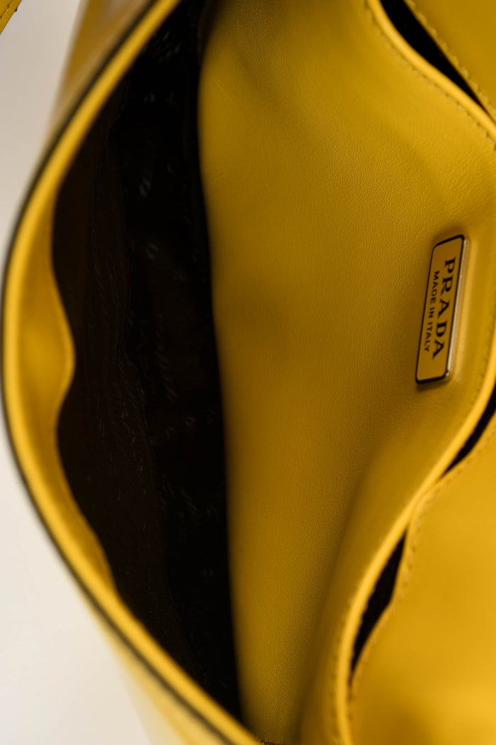 Prada Yellow Leather Small Cleo Shoulder Bag