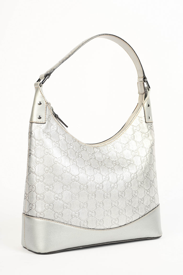 2000s Gucci Silver Guccissima Shoulder Bag
