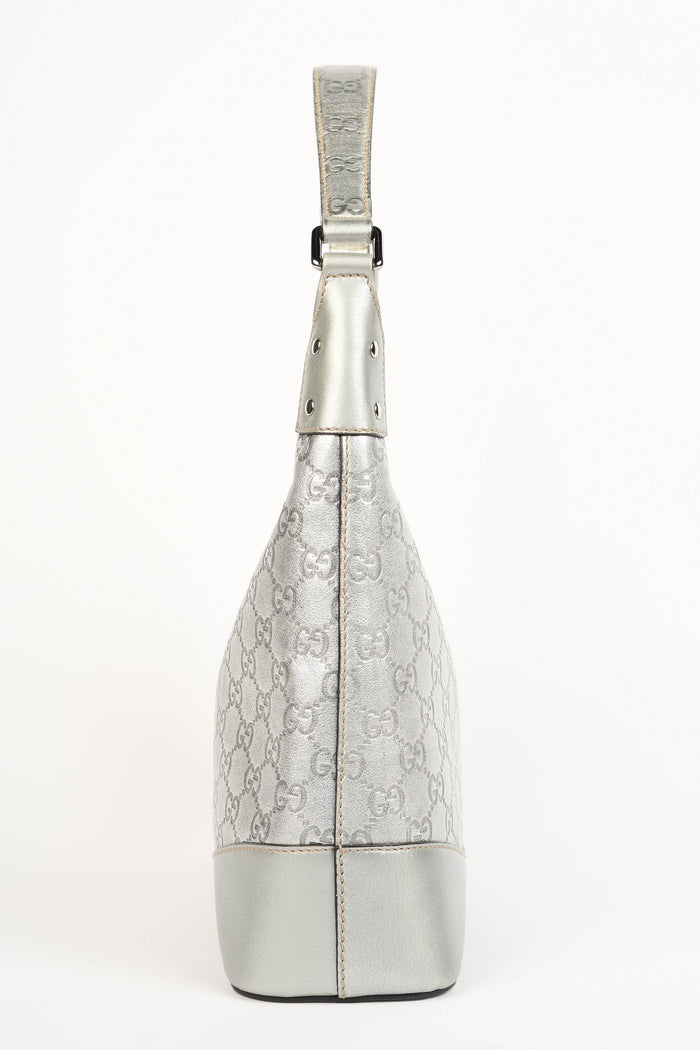 2000s Gucci Silver Guccissima Shoulder Bag