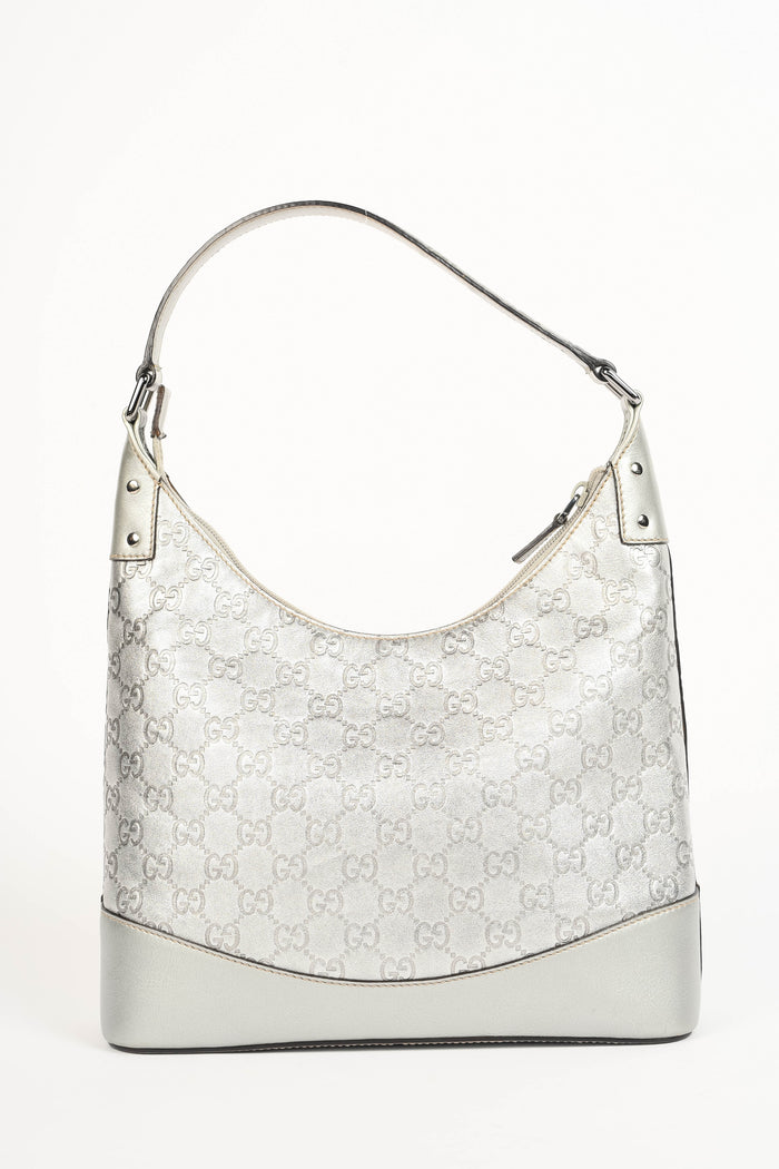 2000s Gucci Silver Guccissima Shoulder Bag
