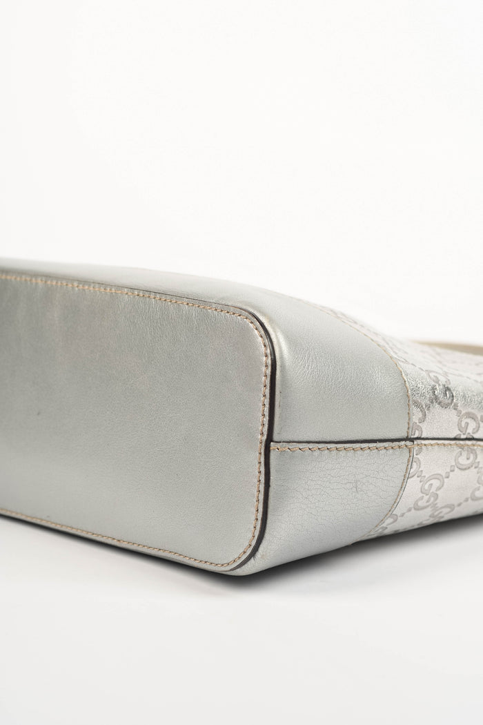 2000s Gucci Silver Guccissima Shoulder Bag