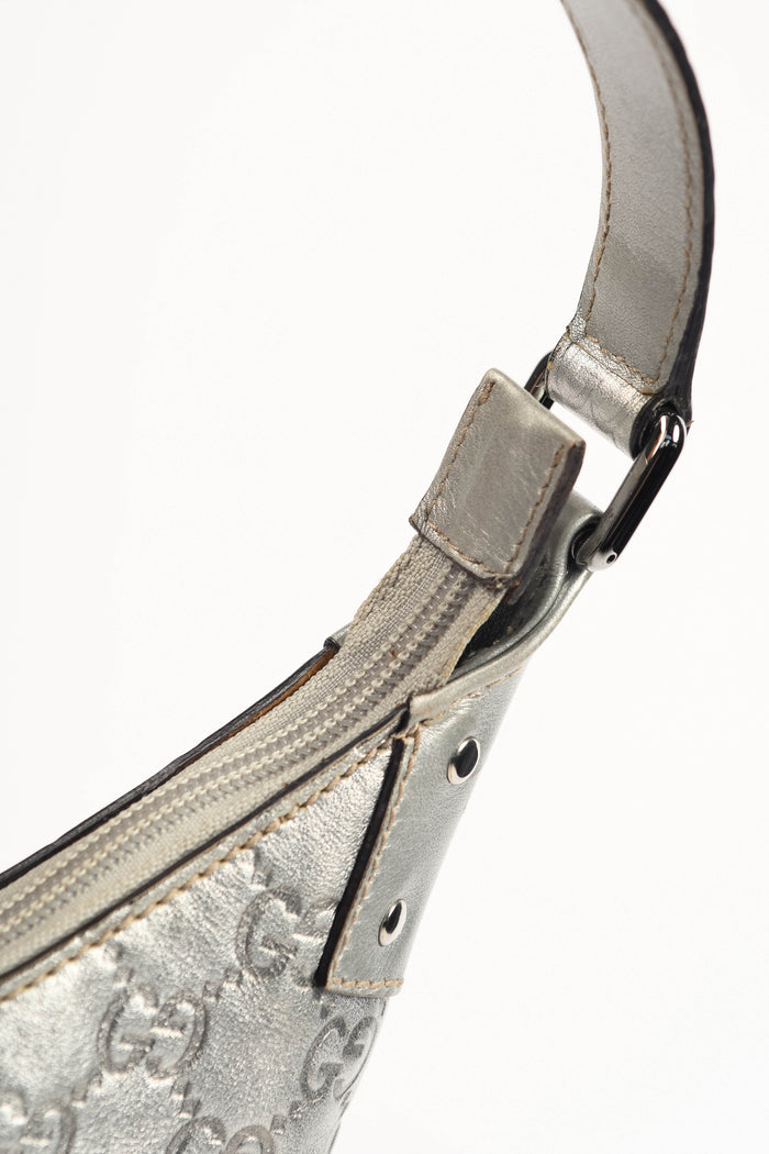 2000s Gucci Silver Guccissima Shoulder Bag