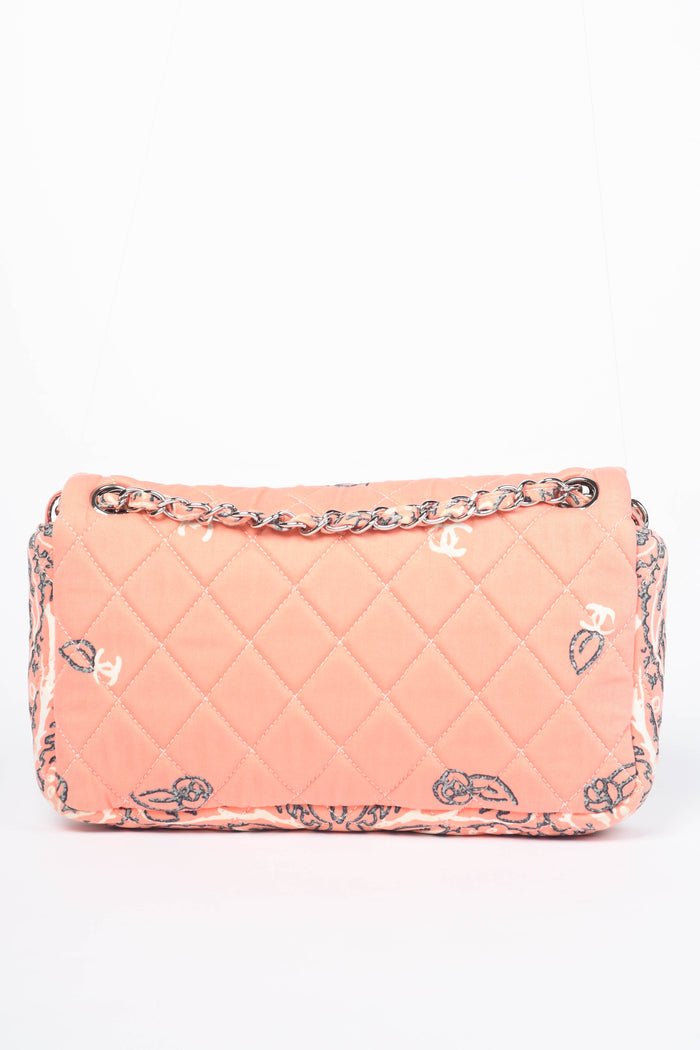 2000s Chanel Pink Bandana Print Single Flap Shoulder Bag