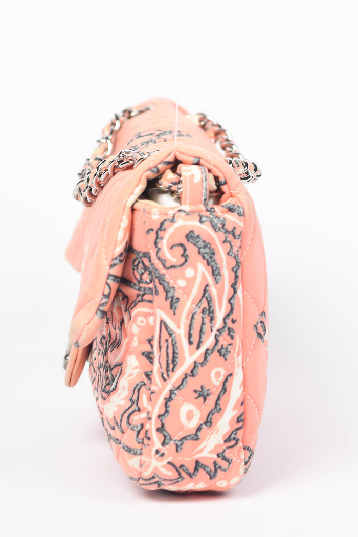 2000s Chanel Pink Bandana Print Single Flap Shoulder Bag