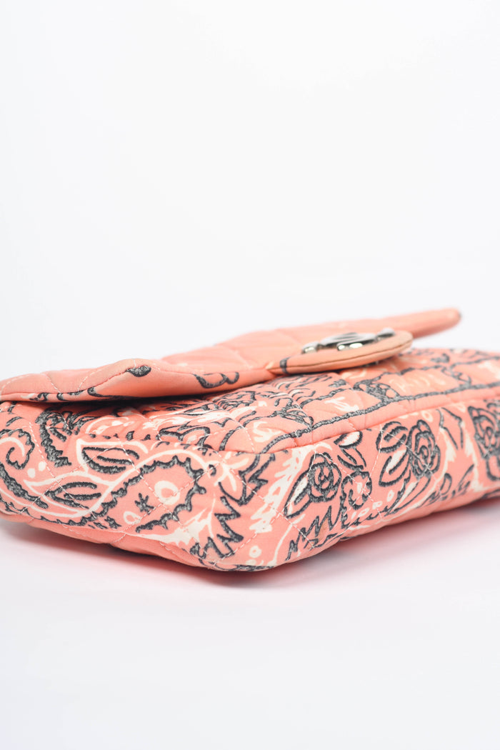 2000s Chanel Pink Bandana Print Single Flap Shoulder Bag