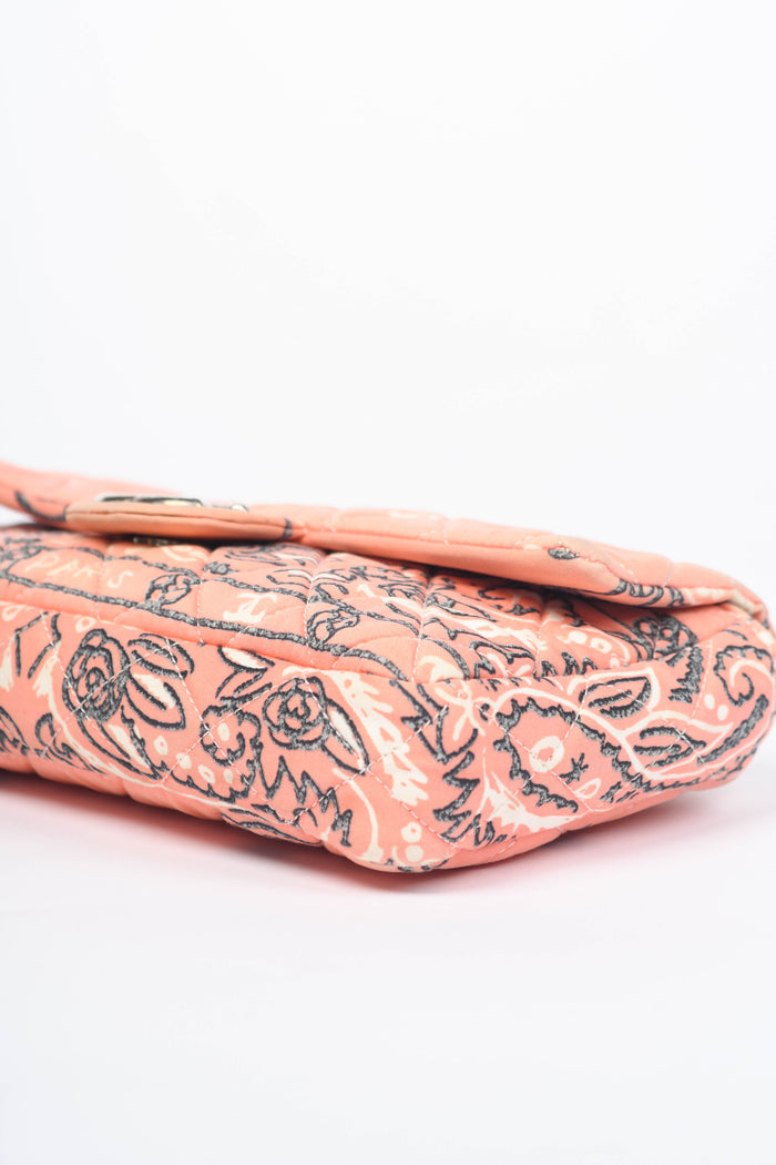 2000s Chanel Pink Bandana Print Single Flap Shoulder Bag