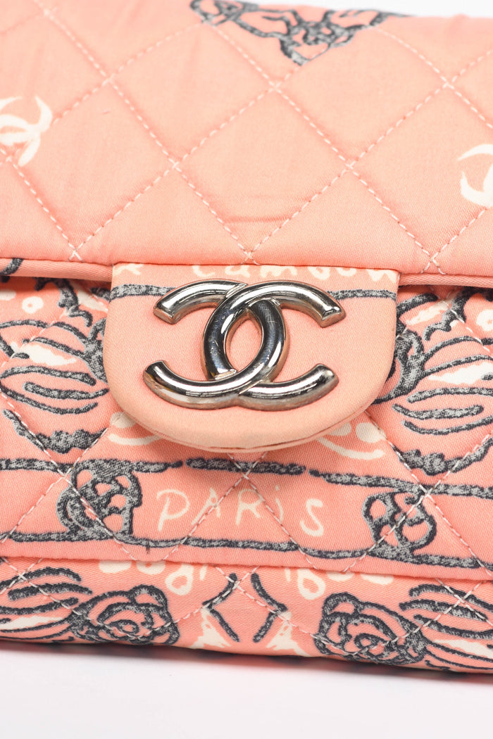 2000s Chanel Pink Bandana Print Single Flap Shoulder Bag