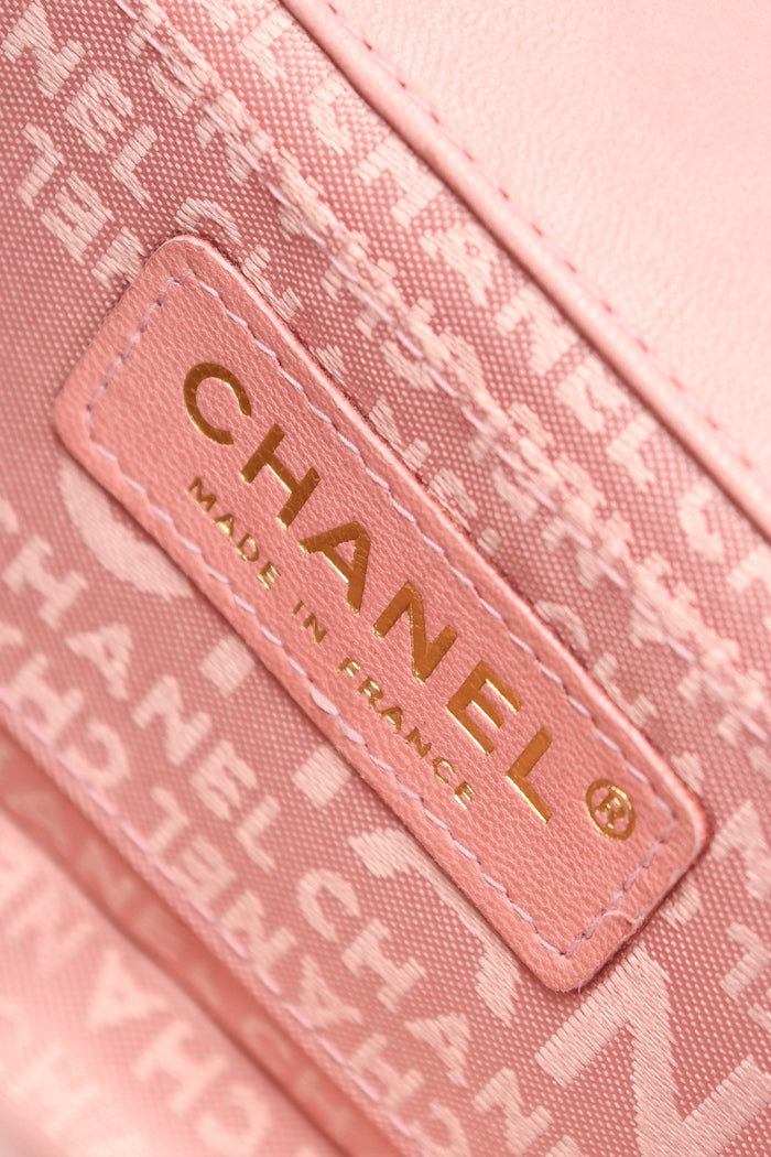 2000s Chanel Pink Lambskin Mini Camellia Chocolate Bar Crossbody Bag