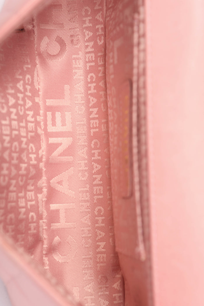 2000s Chanel Pink Lambskin Mini Camellia Chocolate Bar Crossbody Bag