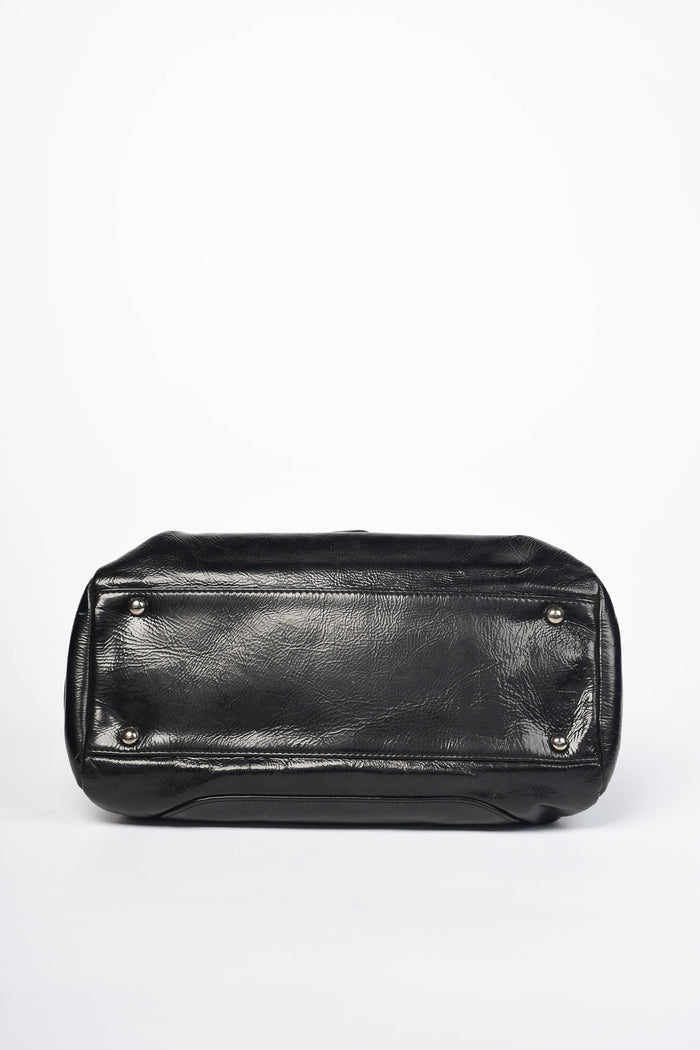 2000s Chanel Black Patent Leather Luxe Ligne Flap Bag