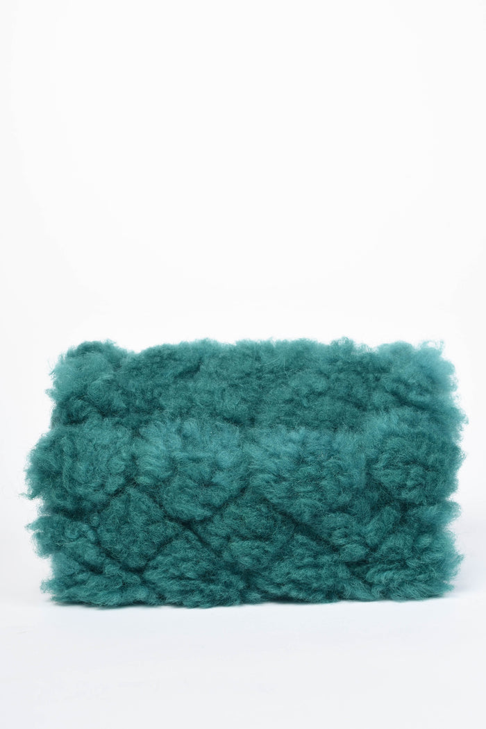 2019 Chanel Green Shearling Single Flap Shoulder Bag