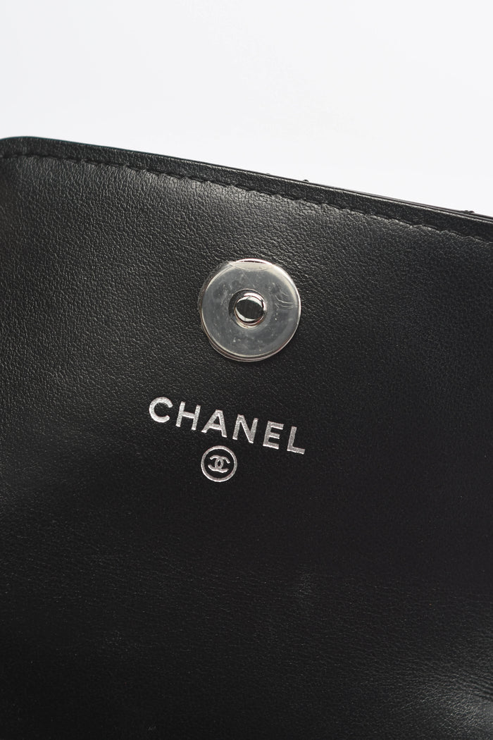 2019 Chanel Pink and Black Patent Leather Mini Flap Belt Bag