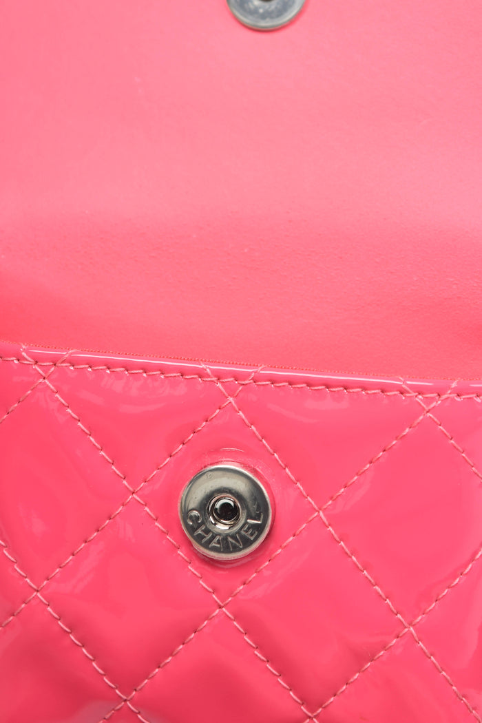 2019 Chanel Pink and Black Patent Leather Mini Flap Belt Bag