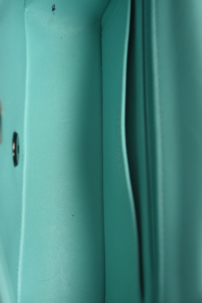 2020s Chanel Tiffany Blue Lambskin Leather Mini Rectangular Flap Shoulder Bag