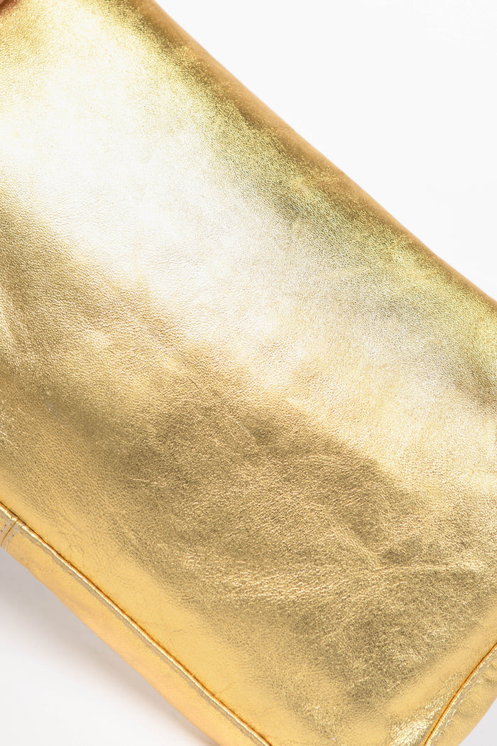 RARE Fendi Gold Lambskin and Crystal Baguette Shoulder Bag