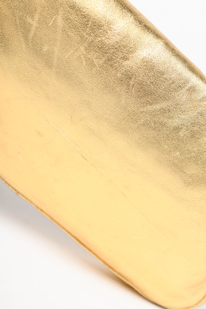 RARE Fendi Gold Lambskin and Crystal Baguette Shoulder Bag