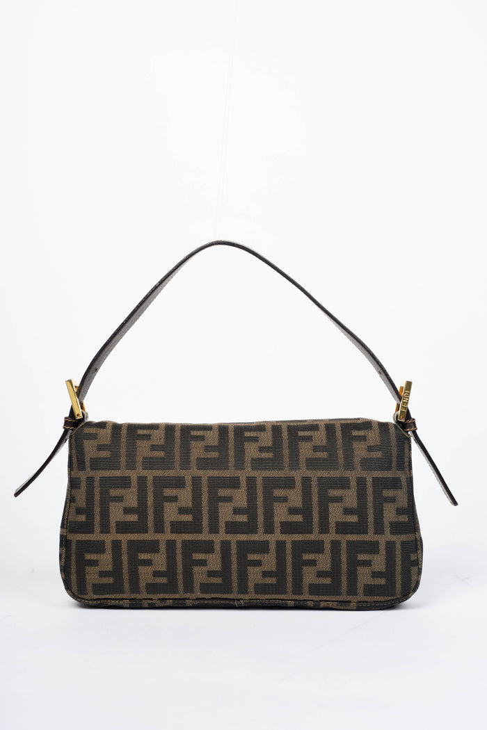 RARE 90s Fendi Zucca Baguette Monogram Shoulder Bag GHW