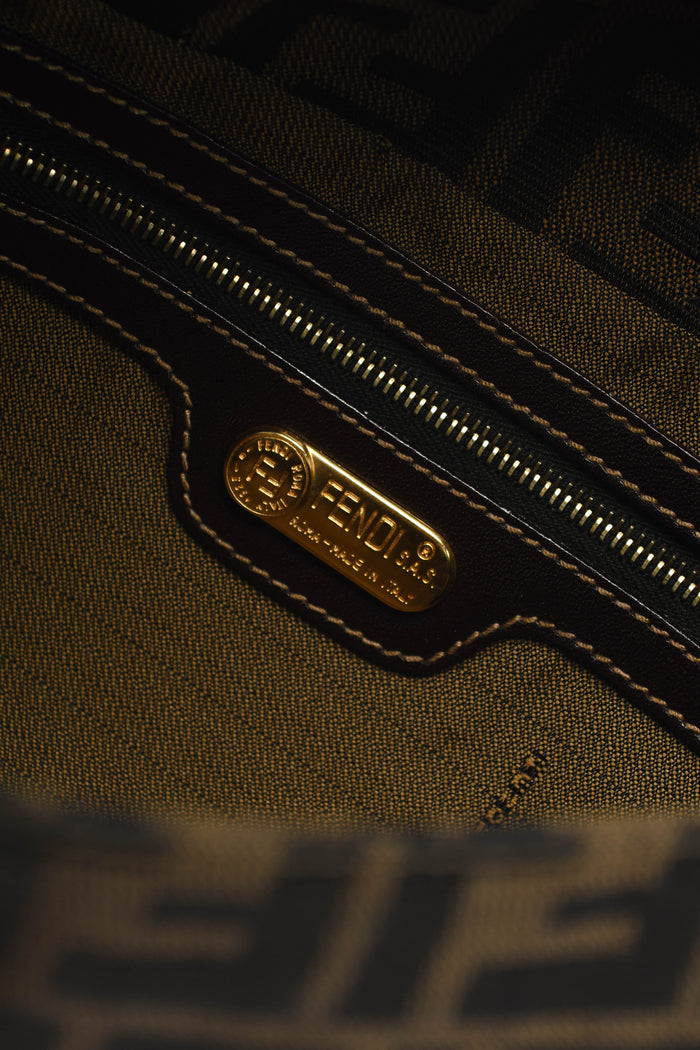 RARE 90s Fendi Zucca Baguette Monogram Shoulder Bag GHW