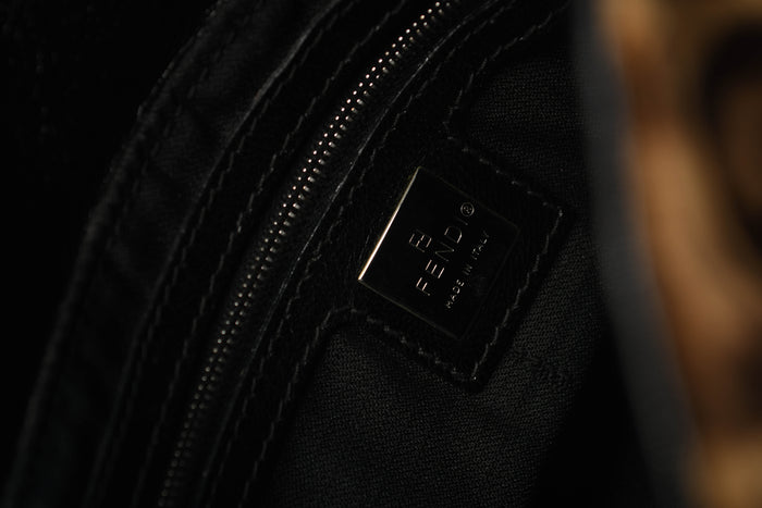 Vintage Fendi Leopard Print Pony Hair Mamma Baguette Shoulder Bag