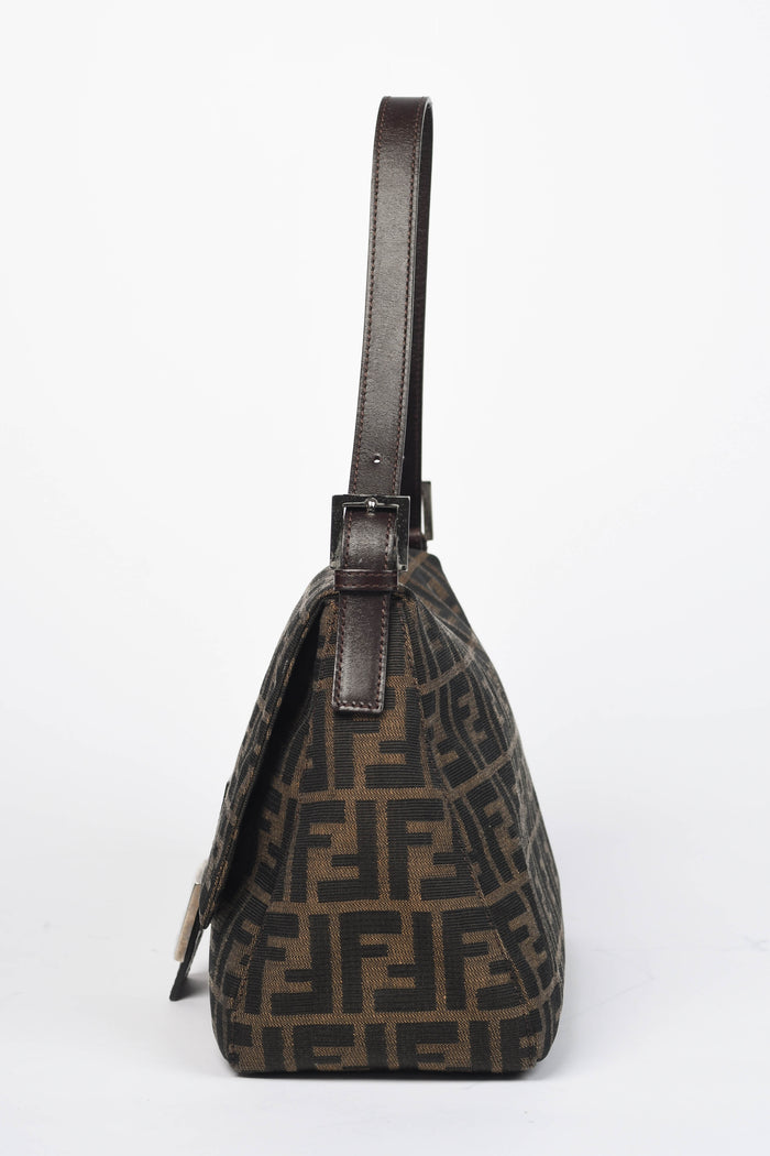 Vintage Fendi Zucca Canvas Mamma Baguette Shoulder Bag