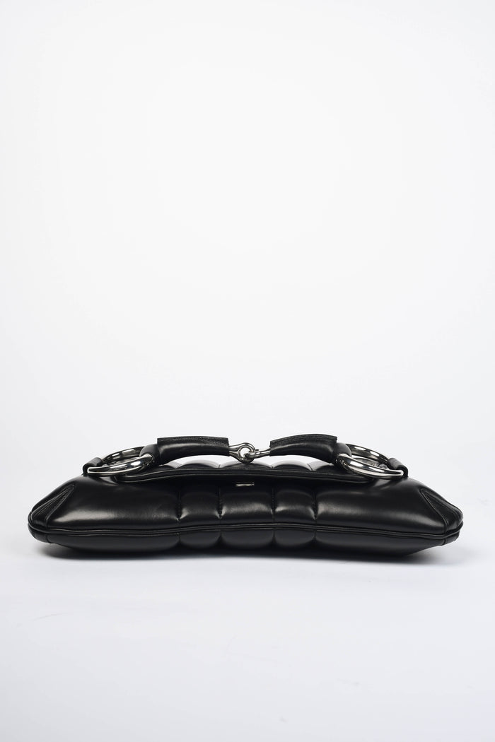 2020s Gucci Black Quilted Leather Horsebit Shoulder Bag