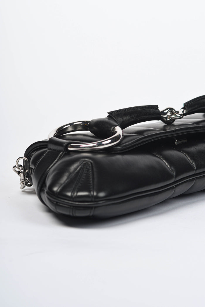 2020s Gucci Black Quilted Leather Horsebit Shoulder Bag
