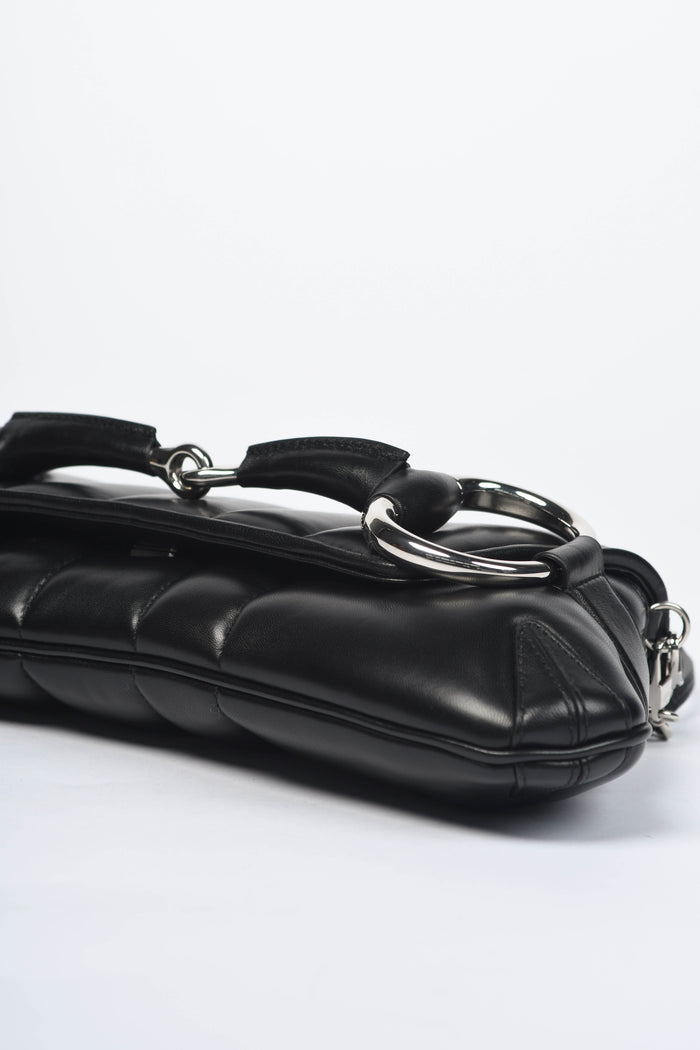 2020s Gucci Black Quilted Leather Horsebit Shoulder Bag