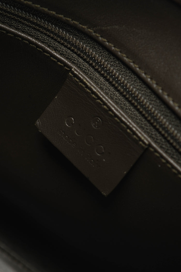 2000s Gucci Khaki Silk Jackie Shoulder Bag