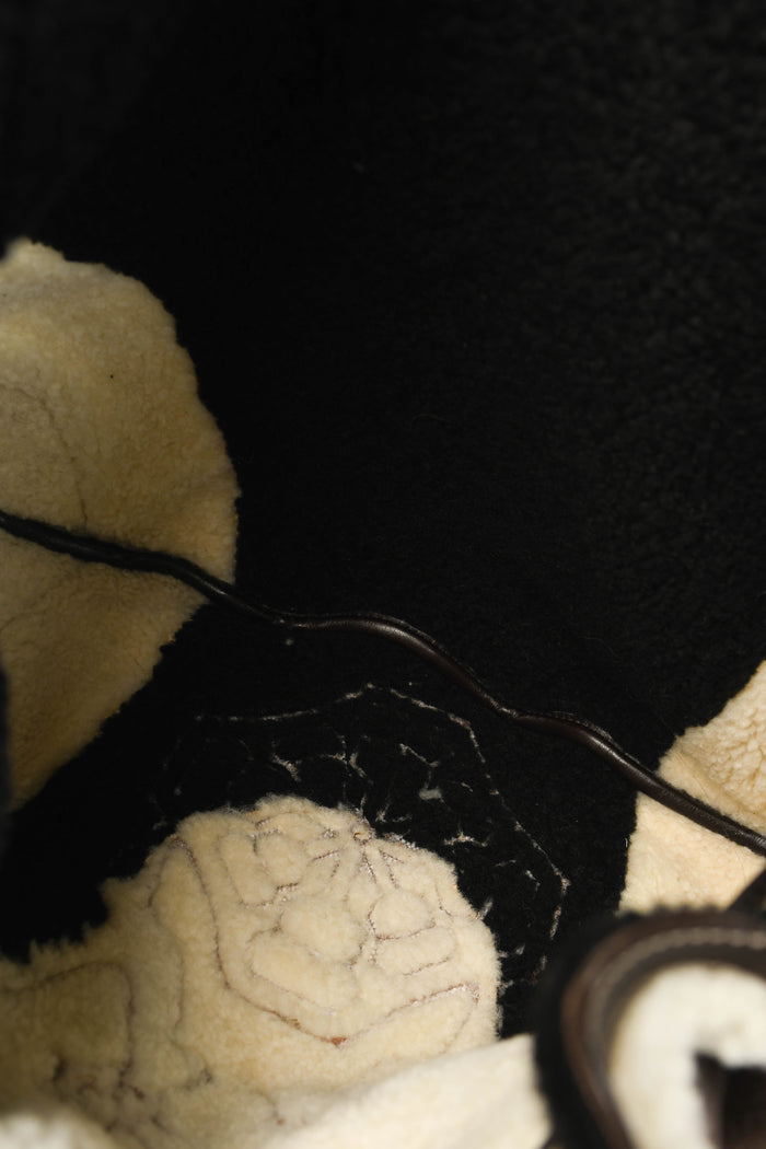 Vintage Gucci Patchwork Shearling and Suede Indy Tassel Shoulder Bag