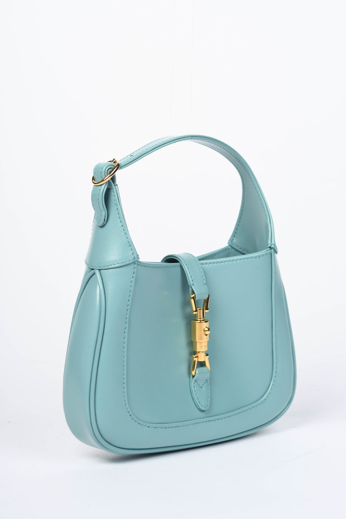 2020s Gucci Blue Leather Mini Jackie Top Handle Bag