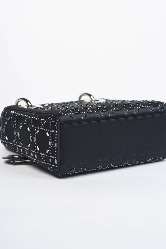 RARE Christian Dior Navy Crystal Embellished Mini Lady Dior