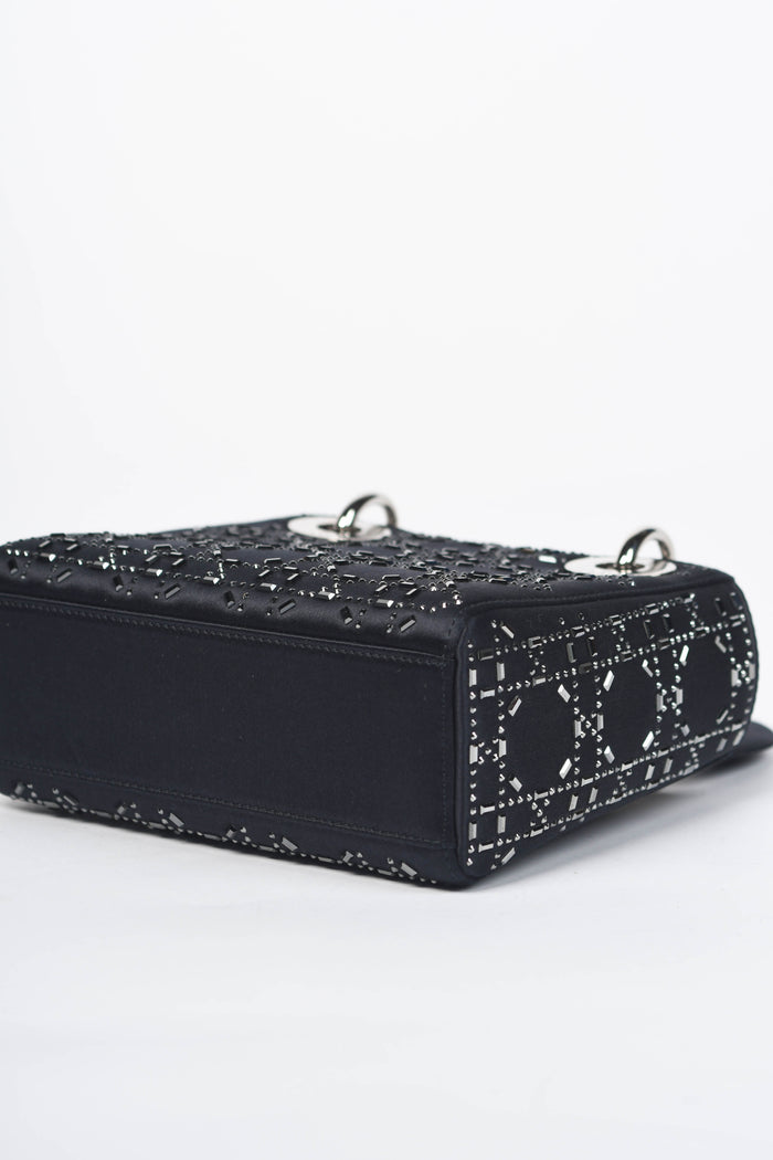 RARE Christian Dior Navy Crystal Embellished Mini Lady Dior