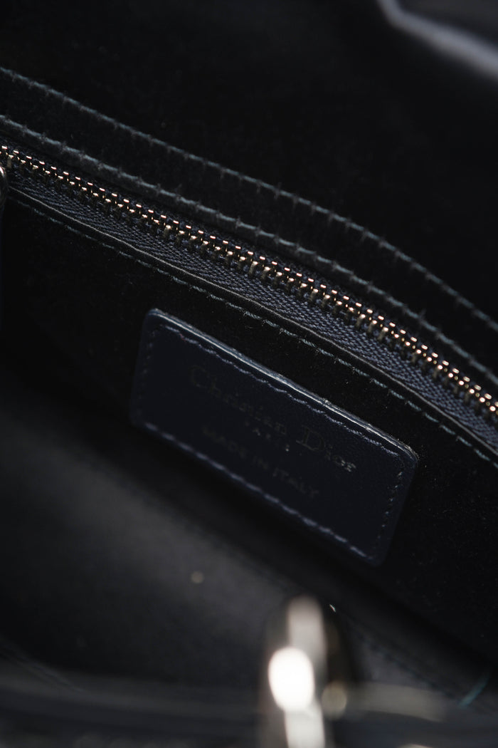 RARE Christian Dior Navy Crystal Embellished Mini Lady Dior