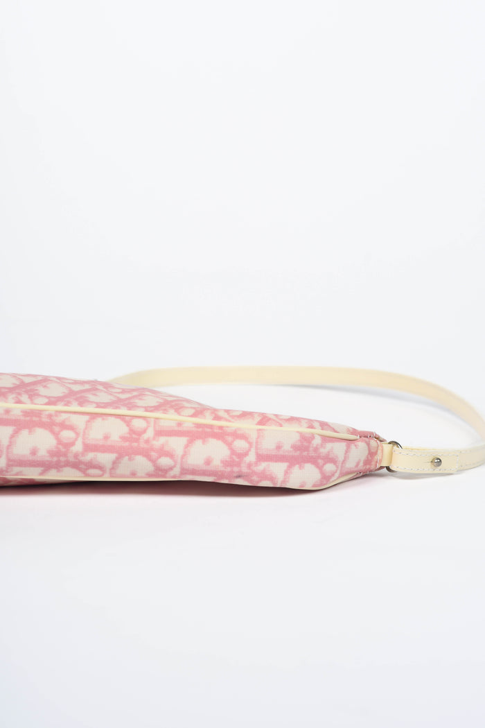 2000s Christian Dior Monogram Pink Trotter Saddle Bag