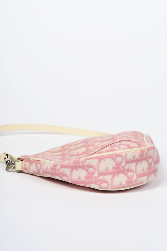 2000s Christian Dior Monogram Pink Trotter Saddle Bag