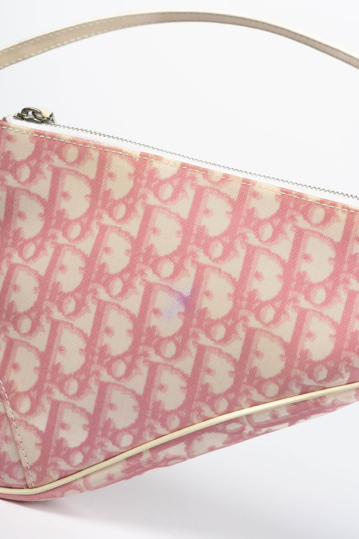 2000s Christian Dior Monogram Pink Trotter Saddle Bag