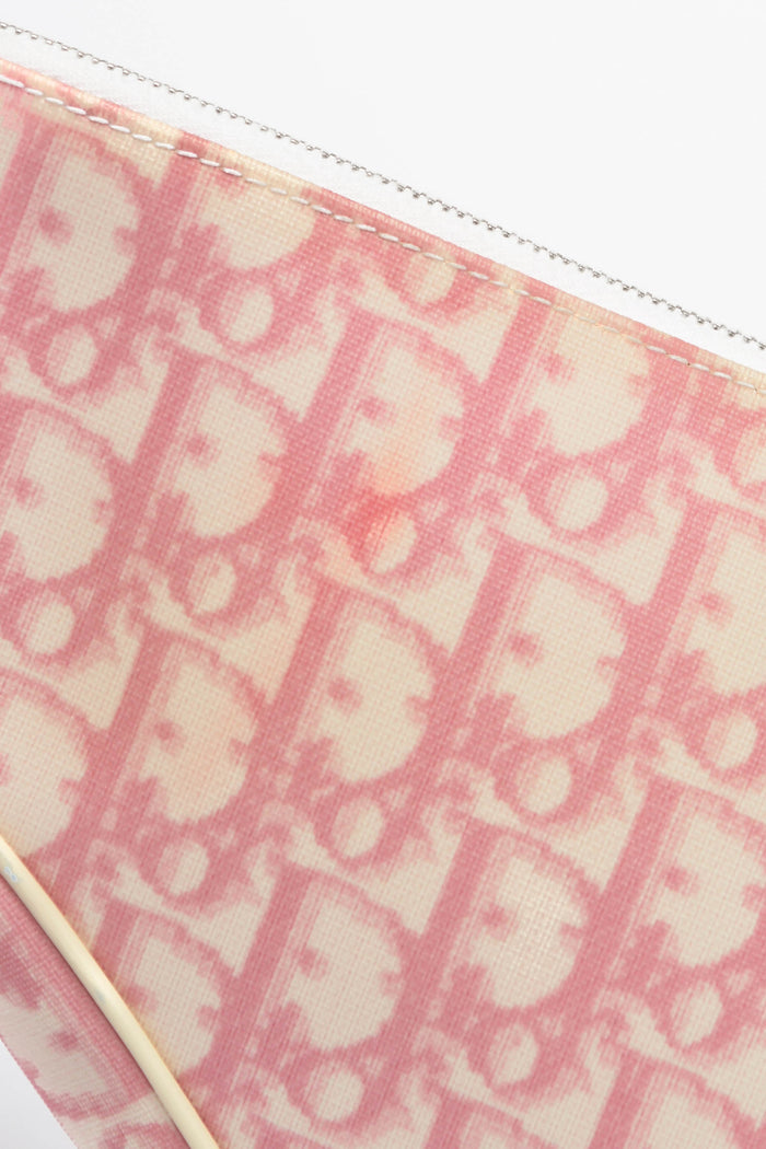 2000s Christian Dior Monogram Pink Trotter Saddle Bag